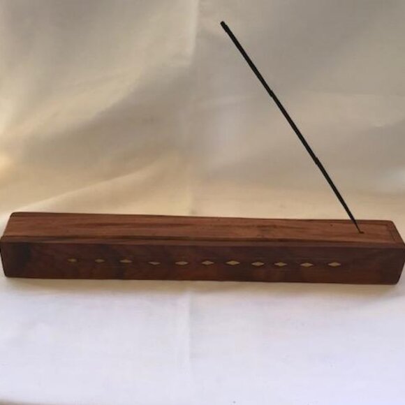 Agarbatti Wood Handmade Coffin Box Incense Stick Burner Holder Gold Inlay 12" - Picture 5 of 5